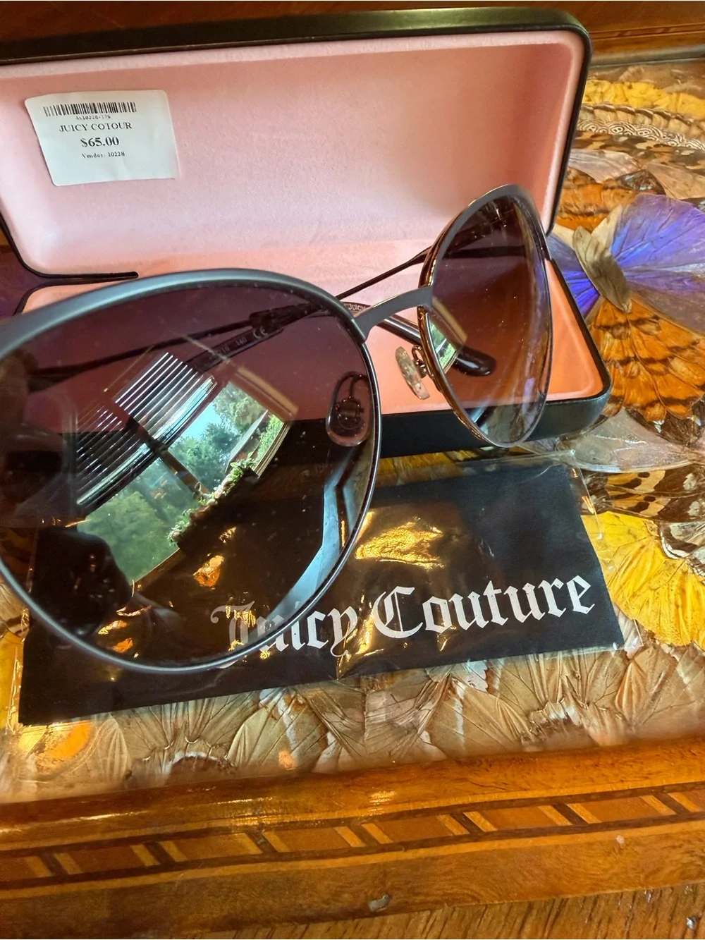 Juicy Couture NWT Black Gradient Round Cat Eye Sunglasses